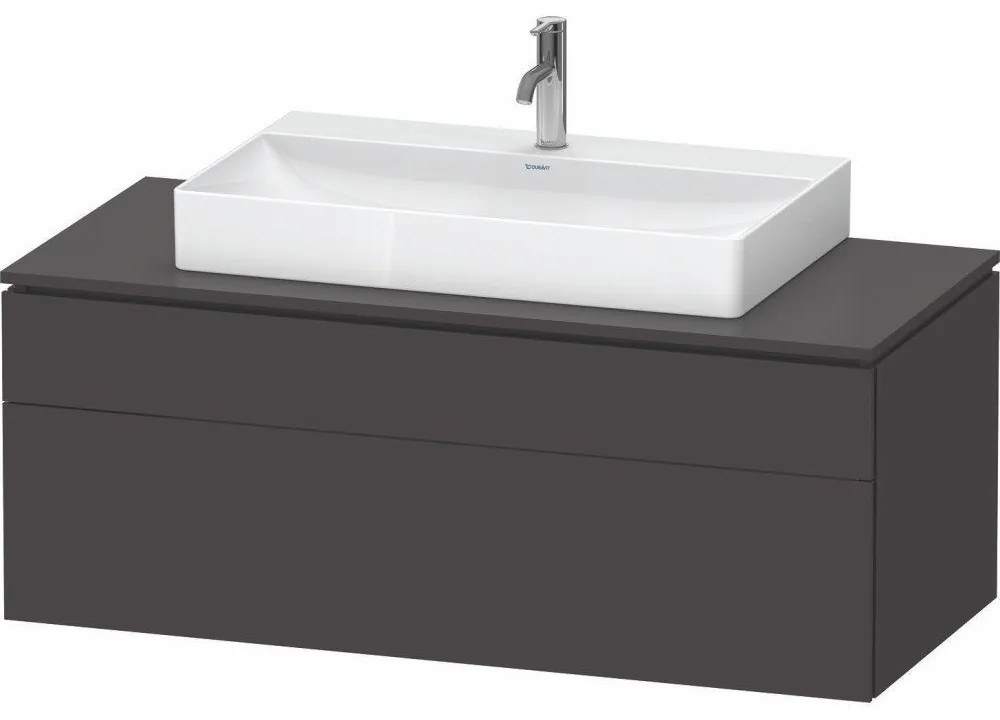 DURAVIT L-Cube závesná skrinka pod umývadlo na dosku, 2 zásuvky, 1220 x 550 x 482 mm, grafit super matná, LC4882080800000