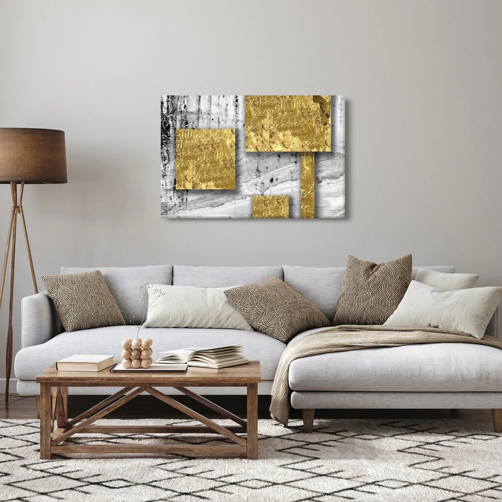 Obraz - Zlaté štvorce N⁰3 (90x60 cm)