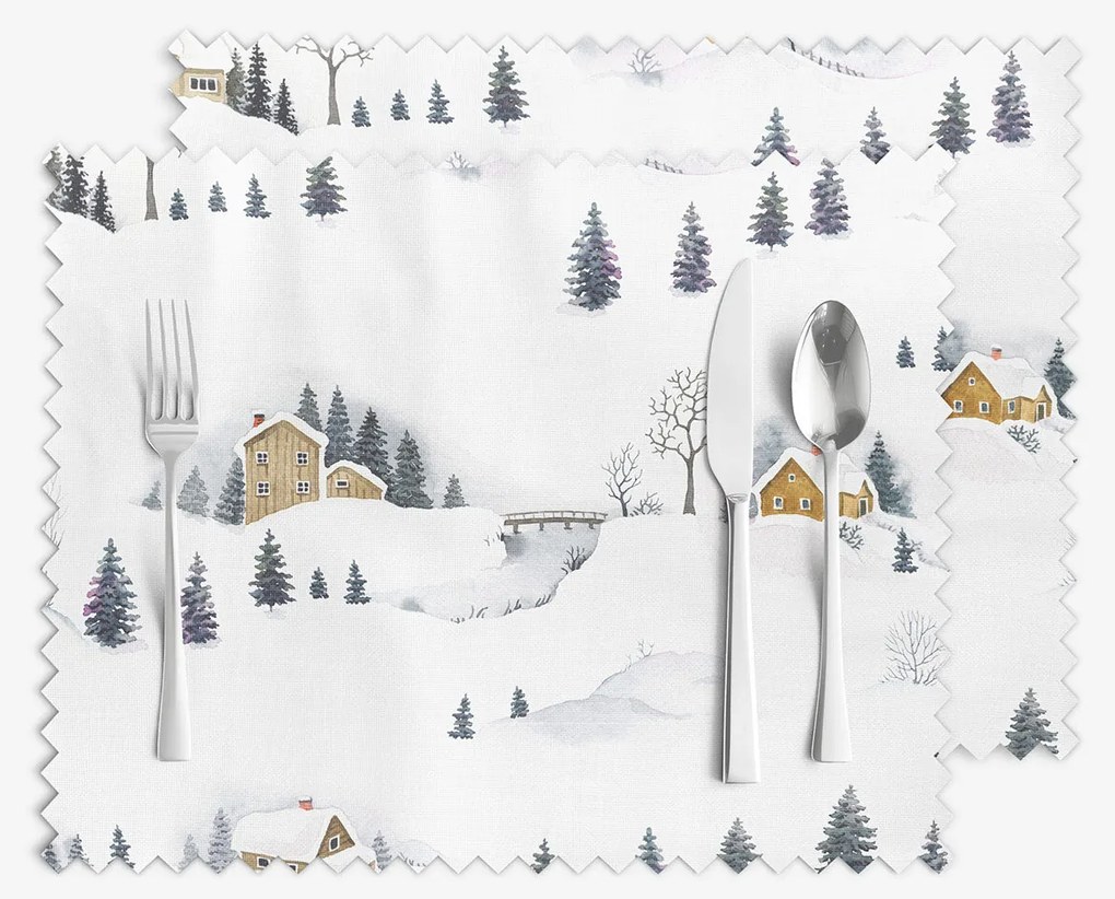 Goldea vianočné prestieranie na stôl teflónové - zimná krajina - sada 2ks 30 x 40 cm
