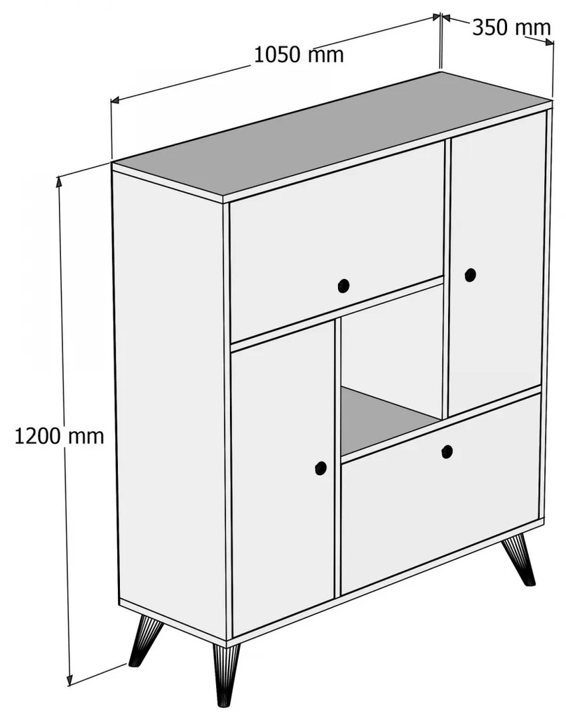 Komoda Hercules 105 cm hnedá/biela