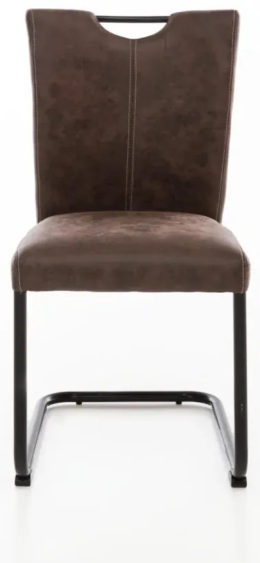 furniture-nabytek.cz - Sada 2 jídelních židlí Kenton s semišovým vzhledem, hnědá / černá