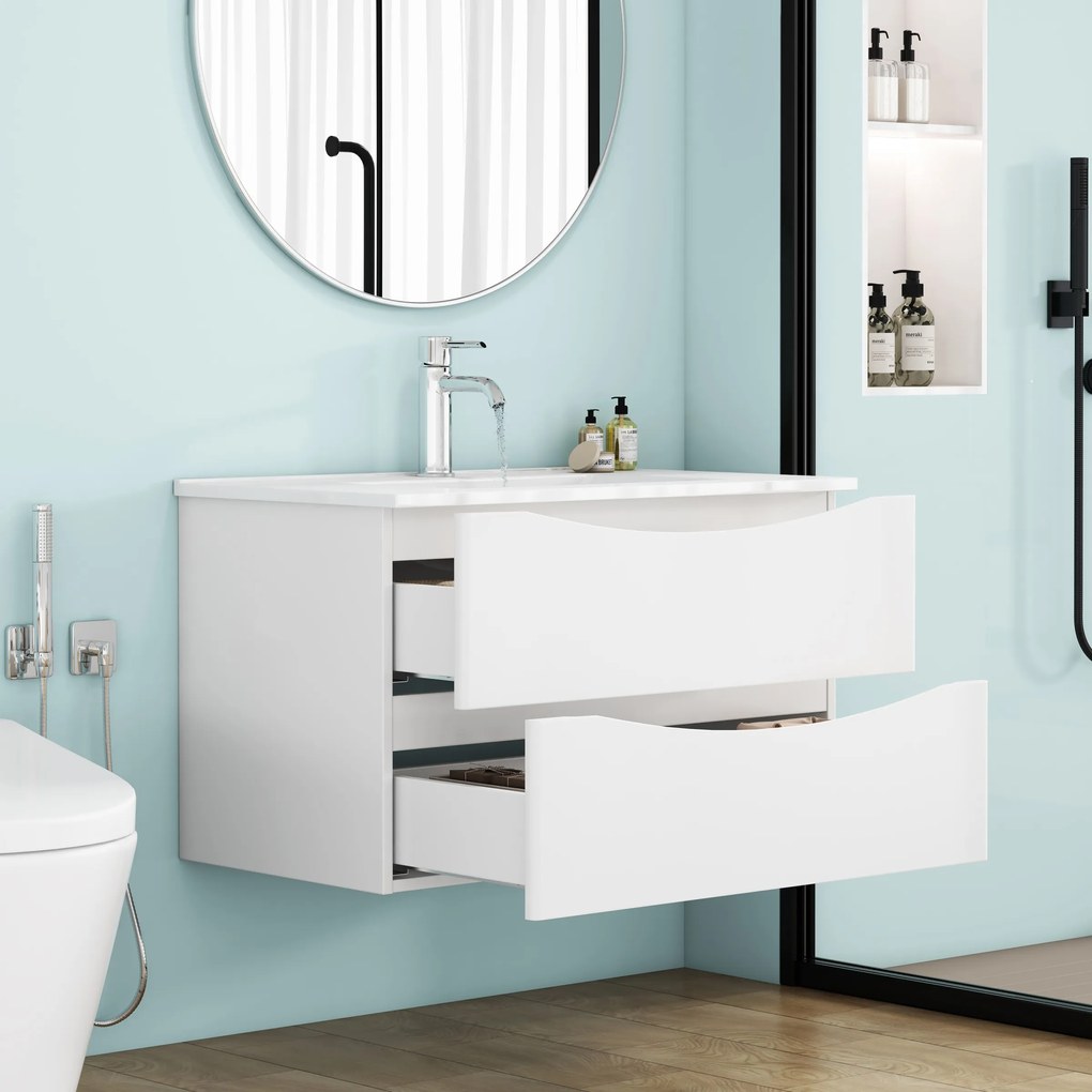 Závesná skrinka pod umývadlo Houseland Nirela 80 cm biela