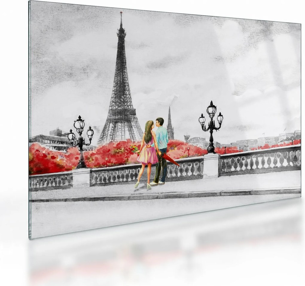 Sklenený obraz - Milenci v Paríži (70x50 cm)