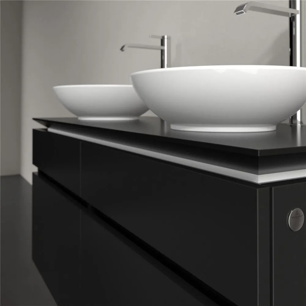 VILLEROY &amp; BOCH Legato závesná skrinka pod dve umývadlá na dosku, 4 zásuvky, 1200 x 500 x 550 mm, Black Matt Lacquer, B58400PD