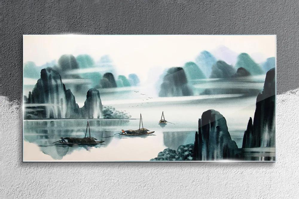 Skleneny obraz Čínske atramentové lode