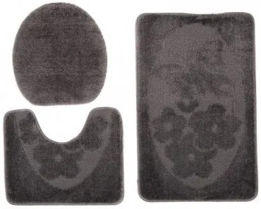 Sada kúpeľňových koberčekov MONO 1125 tmavosivý 6203 3PC Motýľ