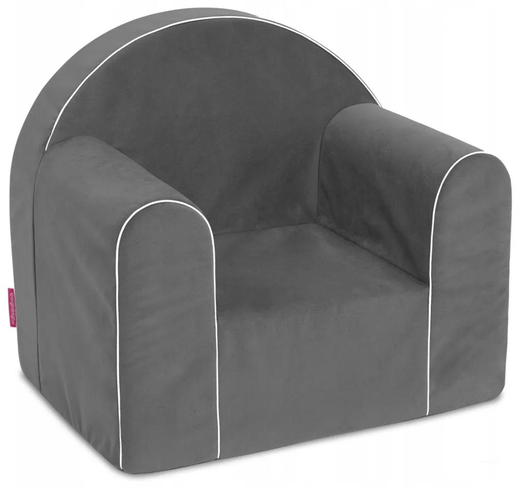 Vulpi Jednofarebné detské kresielko, fotel Velvet Farba: sivá