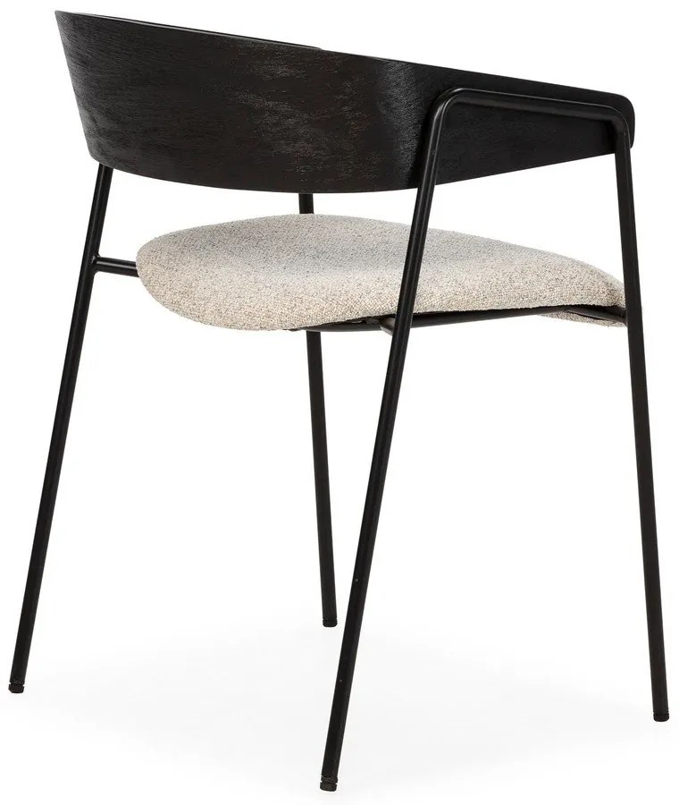 Čierne/béžové čalúnené jedálenské kreslá v súprave s podrúčkami 2 ks Cora – MOME