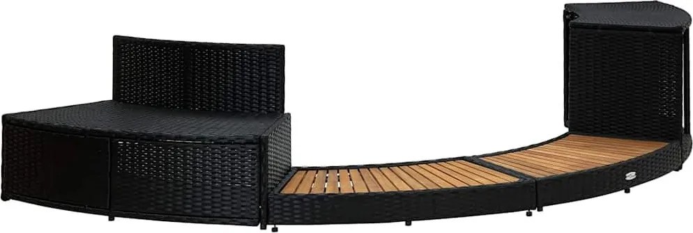 Rám k vírivke čierny polyratan a akáciové drevo