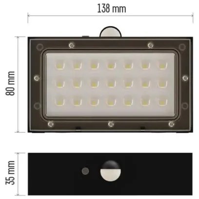 LED Solárny reflektor so senzorom pohybu LED/3,7V 1200mAh 4000K IP65 čierna