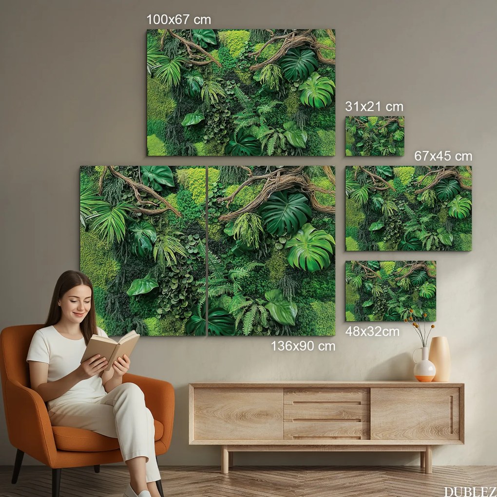 DUBLEZ | Drevený obraz - Machová monstera | UV potlač, Premium