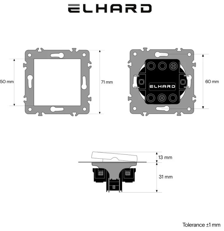 Elhard Vypínač Royal č.1 jednopólový, čierny YK1301B
