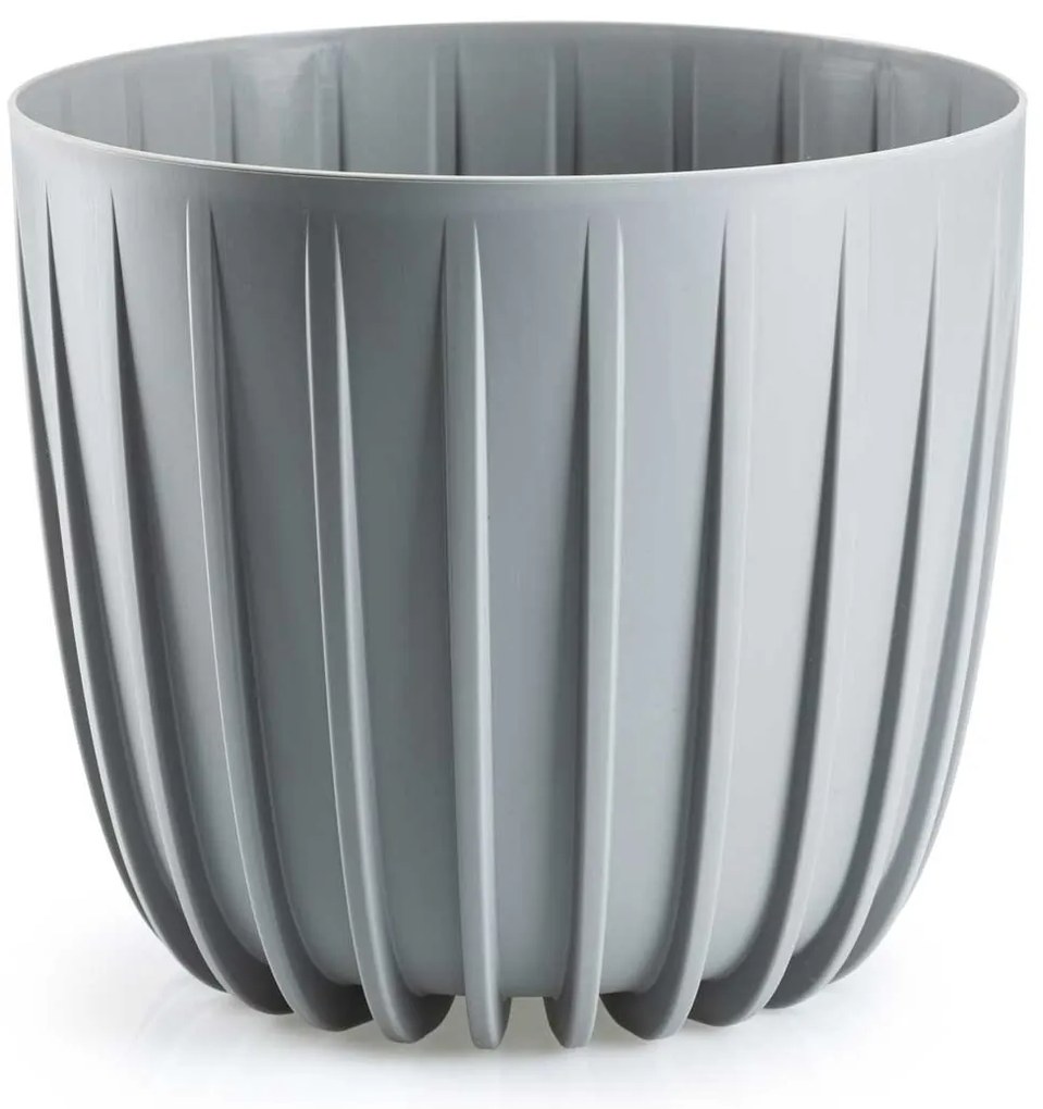 PLASTOVÝ KVETINÁČ STRIPPED SADA 2KS 18X15,5 CM+24X21 CM SIVÁ