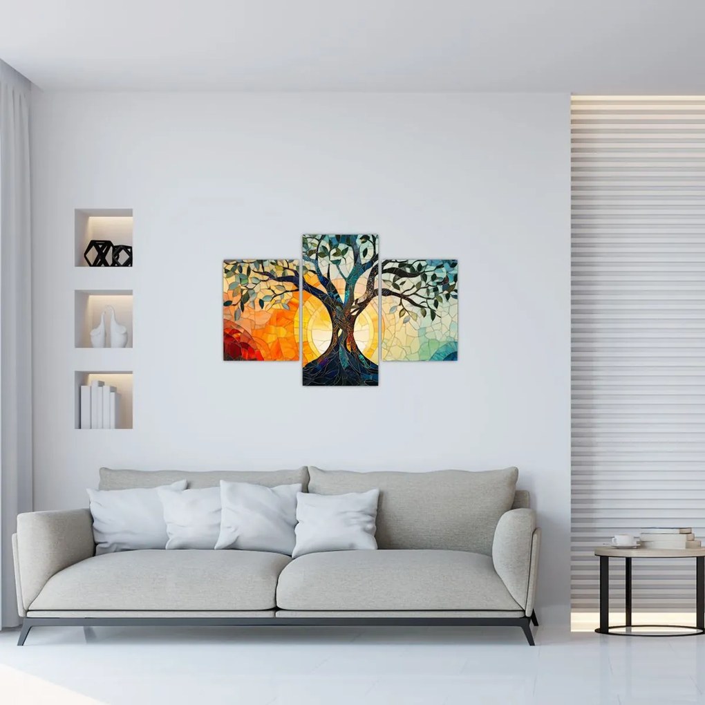 Obraz – Mozaika – slnko a strom I. (90x60 cm)
