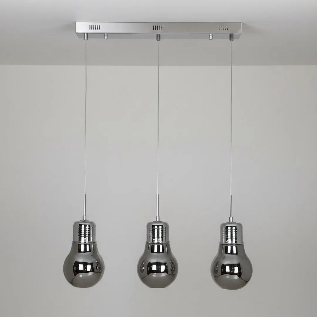 Závesné svietidlo Bulb 3, chrómové telo svietidla, ch