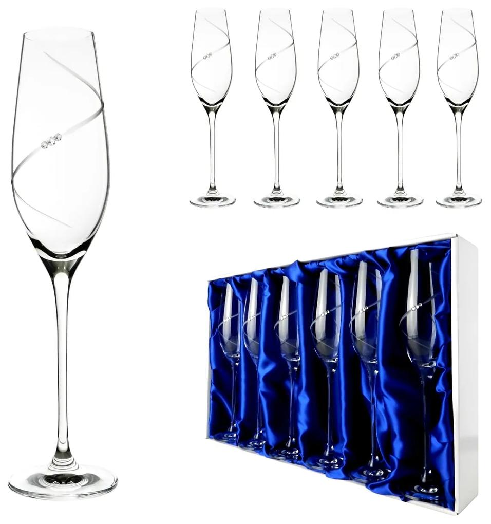 ELITE GLASS Silhouette - poháre na šampanské so Swarovski® Elements | sada 6 ks