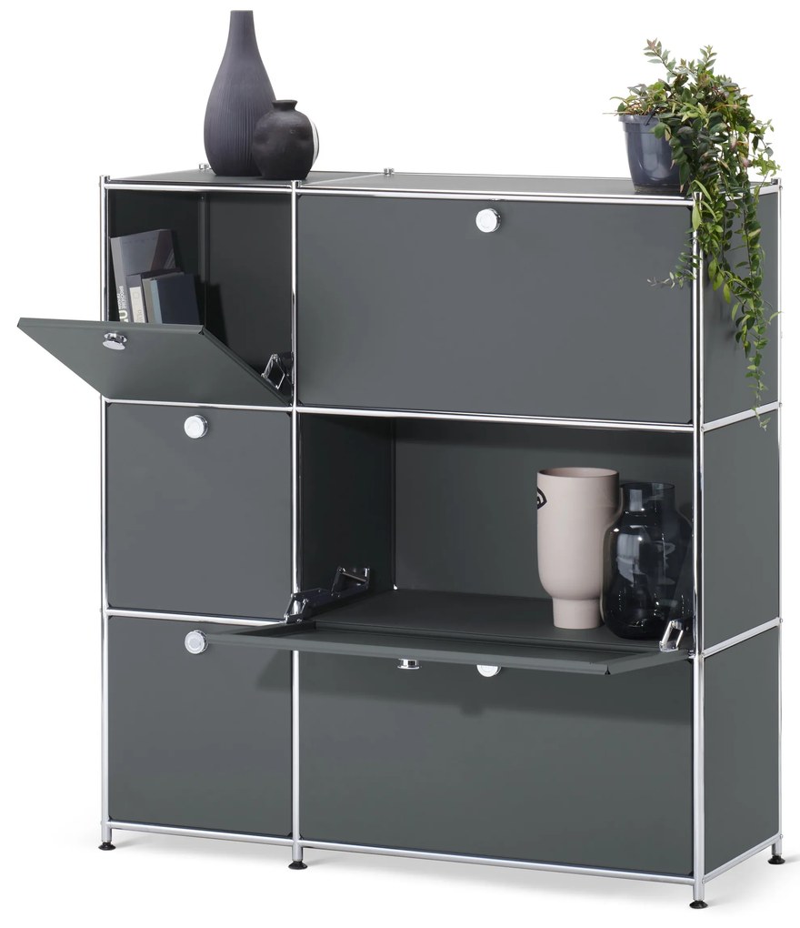 Komoda »CN3« so 6 výklopnými dvierkami, sivá