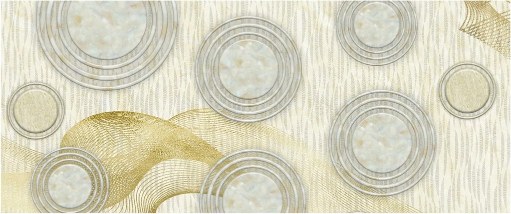 Obraz - Abstrakcia, mramorové kruhy (120x50 cm)