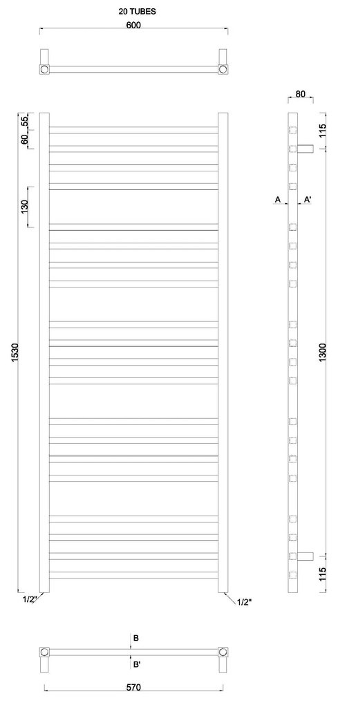 Sapho Sapho, METRO vykurovacie teleso 600x1530 mm, chrom, 0411-02