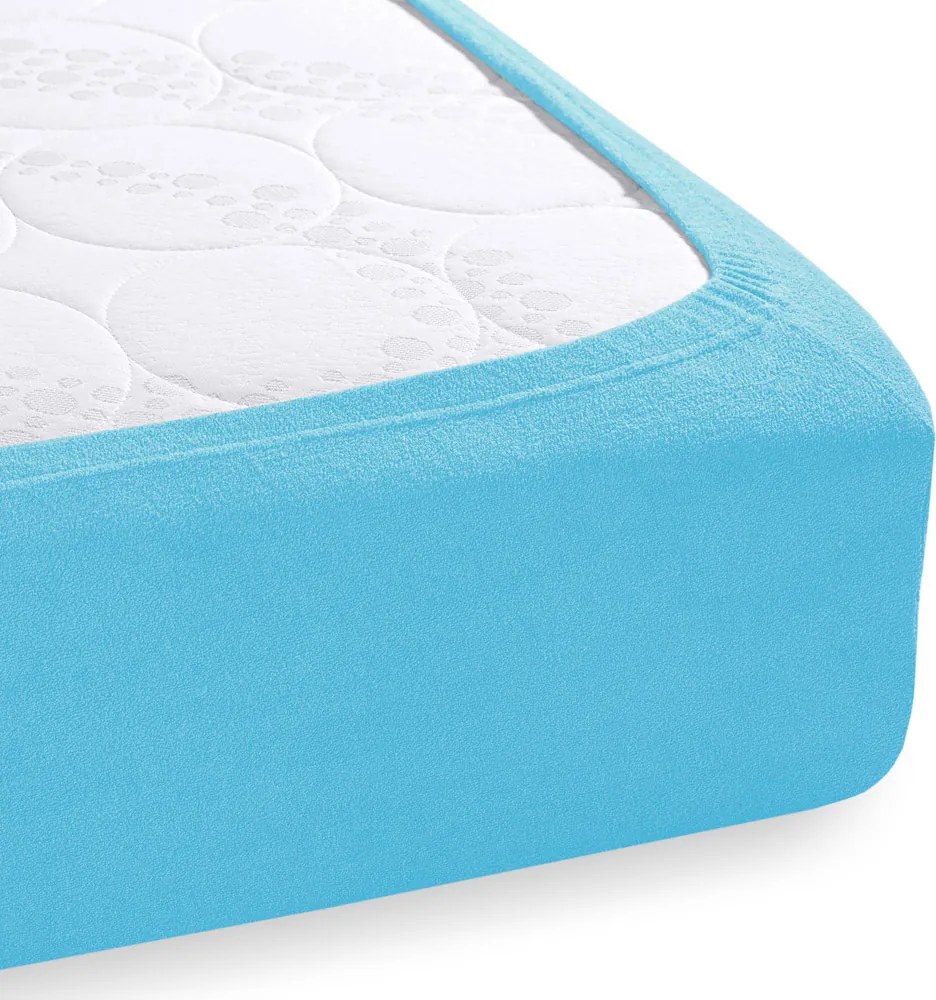 Froté napínacie prestieradlo FR-017 Azúrovo modré 140 x 200 - výška 20 cm