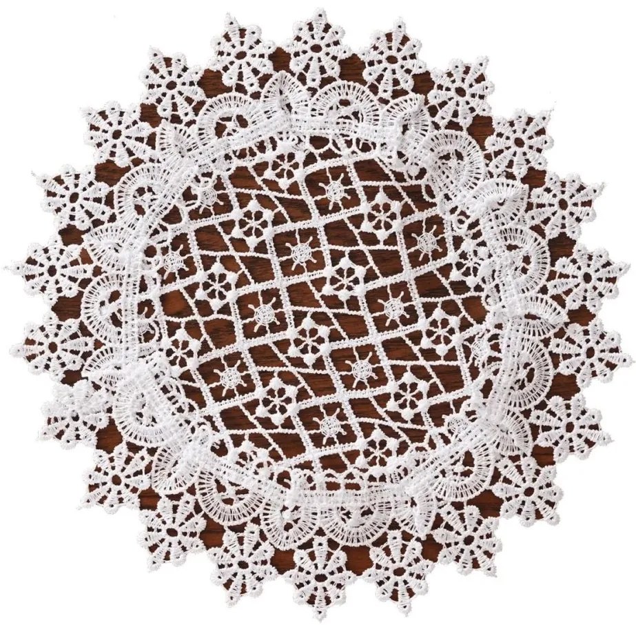 Elegantný okrúhly čipkovaný obrúsok Priemer: 20 cm