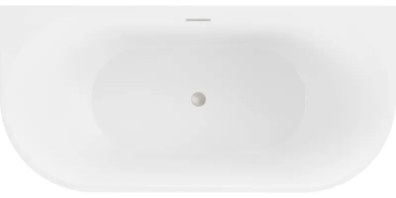 Mexen Oval, voľne stojaca nástenná vaňa 140 x 75 cm, biela-čierna, brúsená oceľ prepad, 52671407575-97