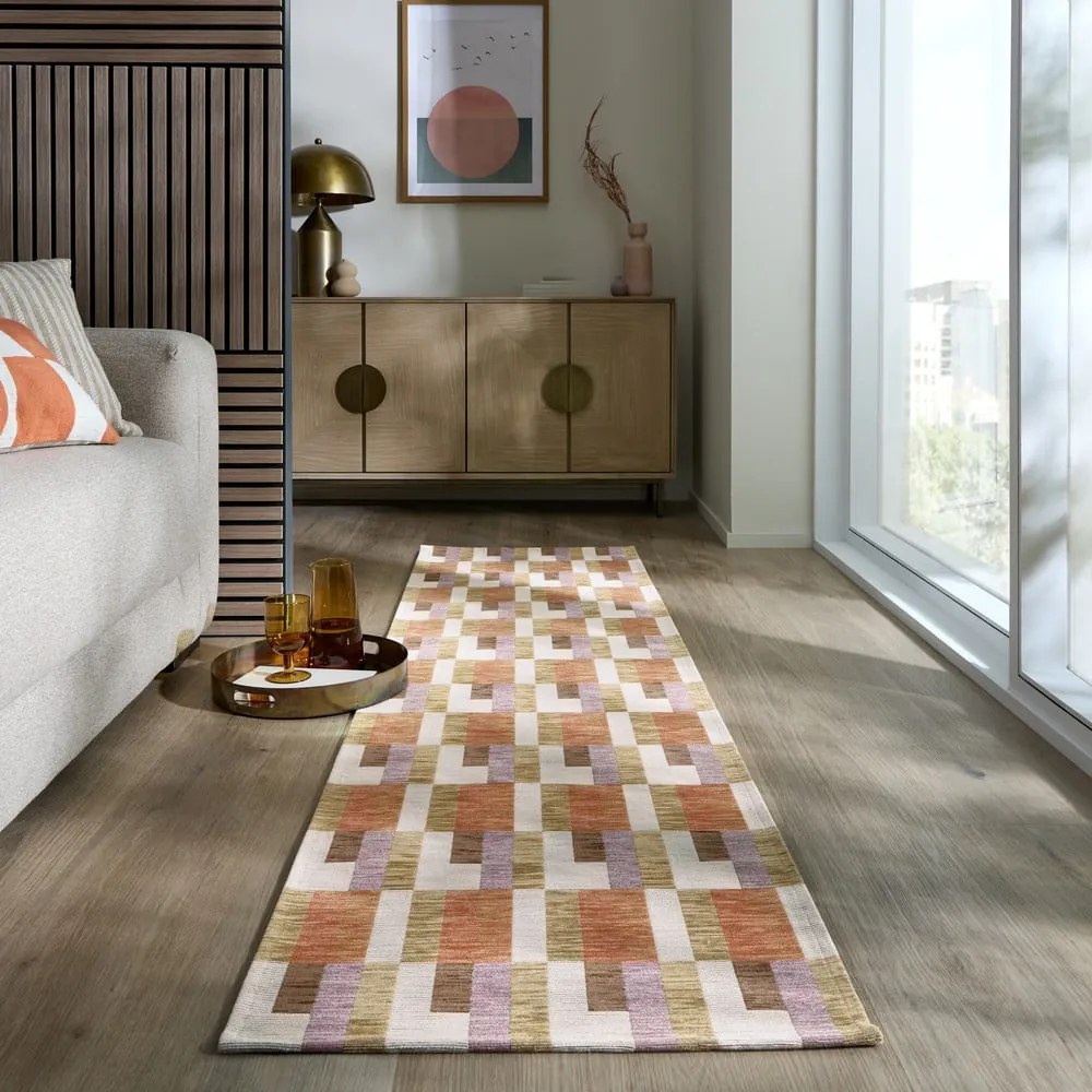 Behúň v oranžovo-prírodnej farbe 60x230 cm Riley Block Geo – Flair Rugs