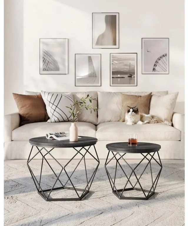 Súprava 2 ks odkladacích stolíkov Vasagle Elezi čierna II