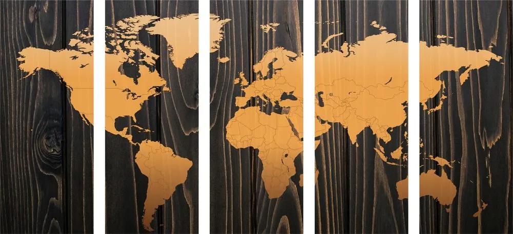5-dielny obraz luxusná mapa sveta