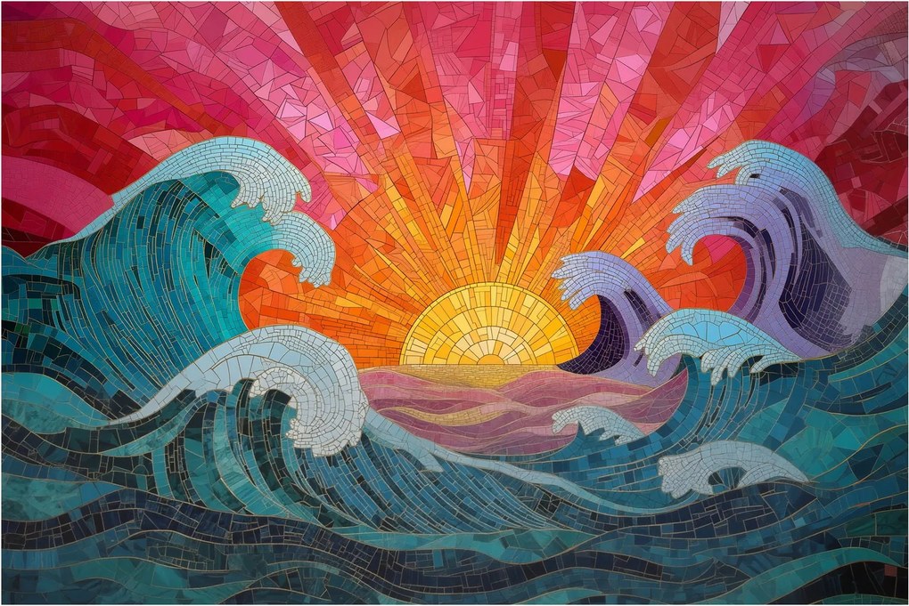 Obraz - Mozaika vĺn (90x60 cm)