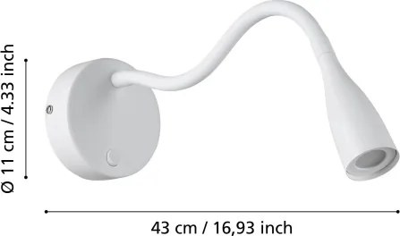Eglo 901819 - LED flexibilné nástenné svietidlo OLIVANDINO LED/3,8W/230V biele
