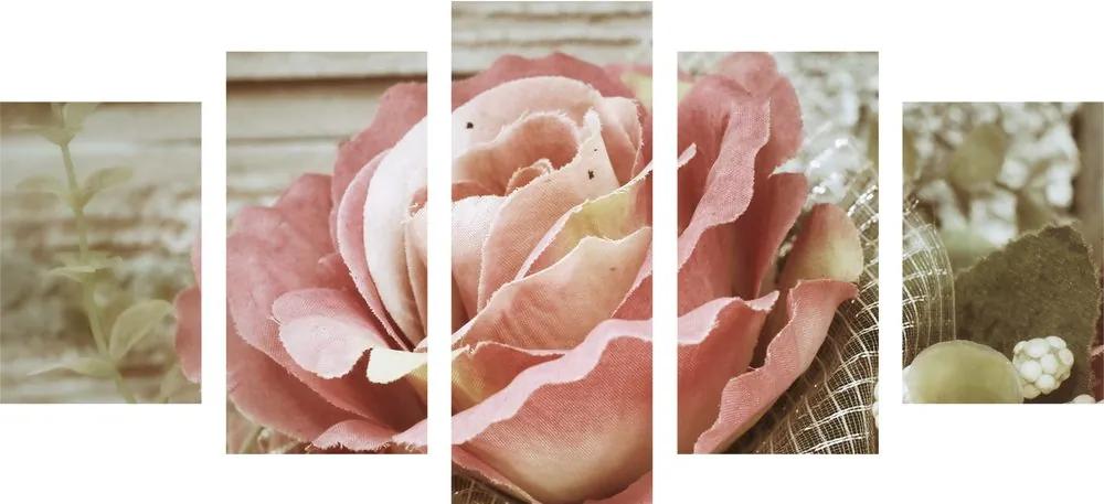 5-dielny obraz elegantná vintage ruža Varianta: 100x50