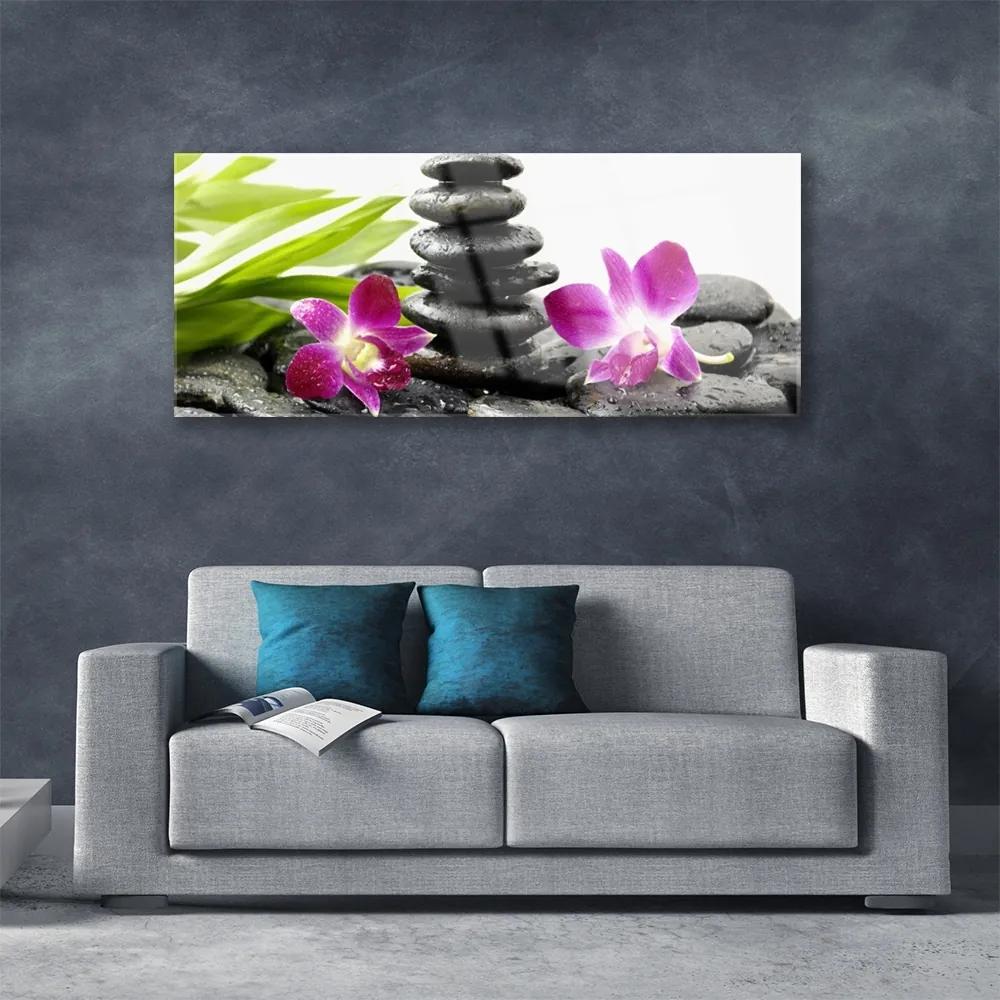 Obraz plexi Kamene zen kúpele orchidea 125x50 cm