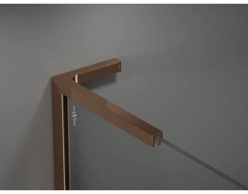 Mexen Kioto L, sprchová zástena Walk-In 80 x 200 cm, 8mm číre sklo čierny vzor, ružové zlato profil, 800-080-103-60-78