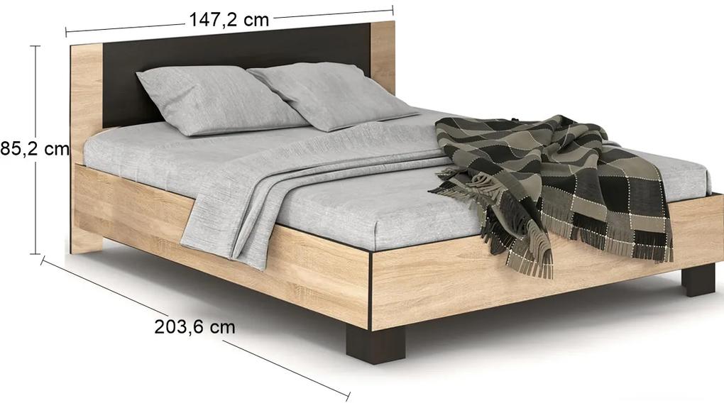 Manželská posteľ s roštom Verify LB-140 140x200 cm - dub sonoma / wenge