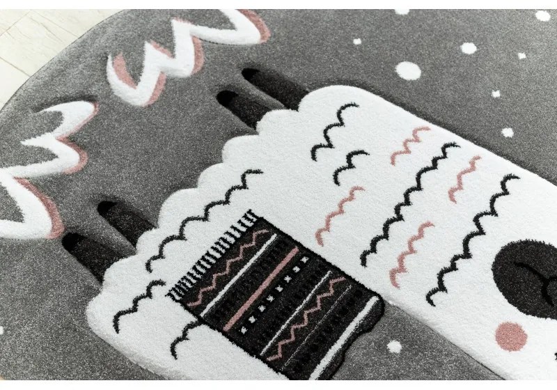 Dywany Łuszczów, Detský kusový koberec Petit Lama grey kruh, 140x140 (priemer) kruh, šedá, detská izba