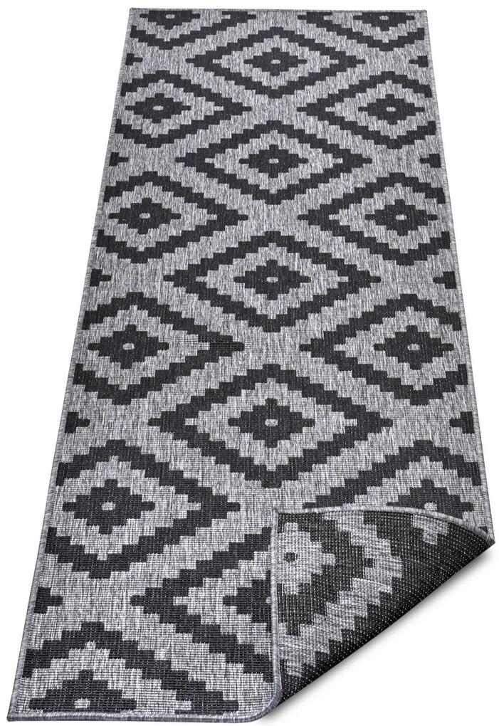 NORTHRUGS - Hanse Home koberce Kusový koberec Twin-Wendeteppiche 105461 Night Silver – na von aj na doma - 80x350 cm