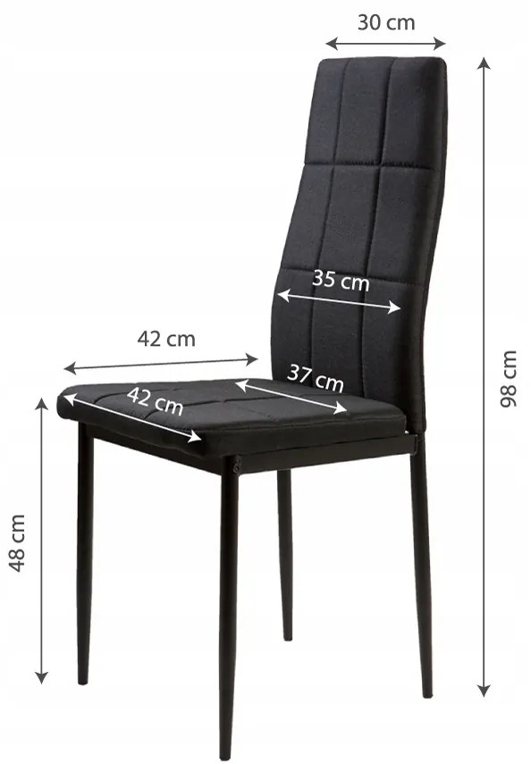 Súprava 4 stoličiek do jedálne, čierna