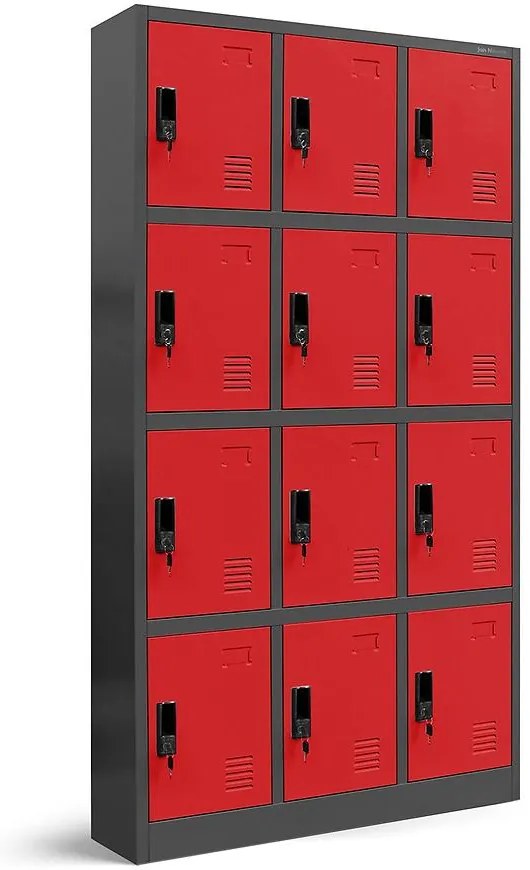 Skriňa Marcin kovová antracit/červená