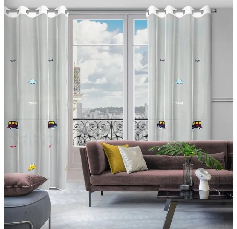 DECOREUM Záves zdobený výšivkou s detským vzorom 140 x 250 cm biela 106330