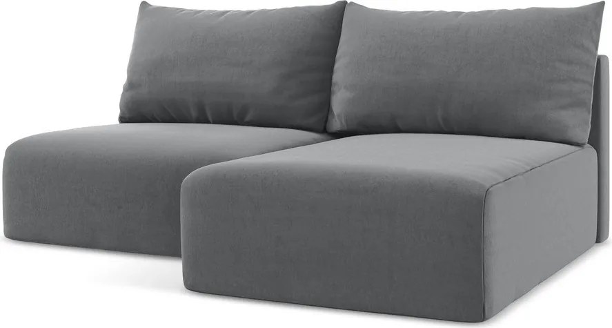 Sivá zamatová rozkladacia/s úložným priestorom rohová pohovka (pravý roh/s leňoškou) Kalena – Makamii