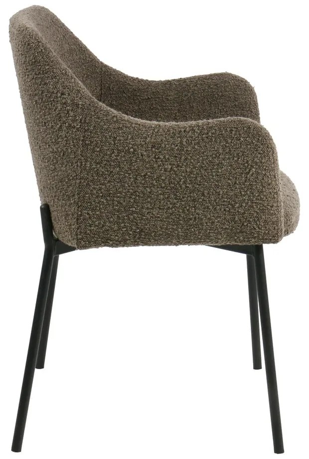 Hnedé čalúnené jedálenské kreslo s podrúčkami Melilla – House Nordic