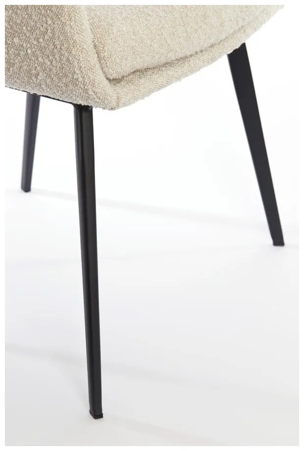 Krémovobiele čalúnené jedálenské kreslo s podrúčkami Leone – Light &amp; Living