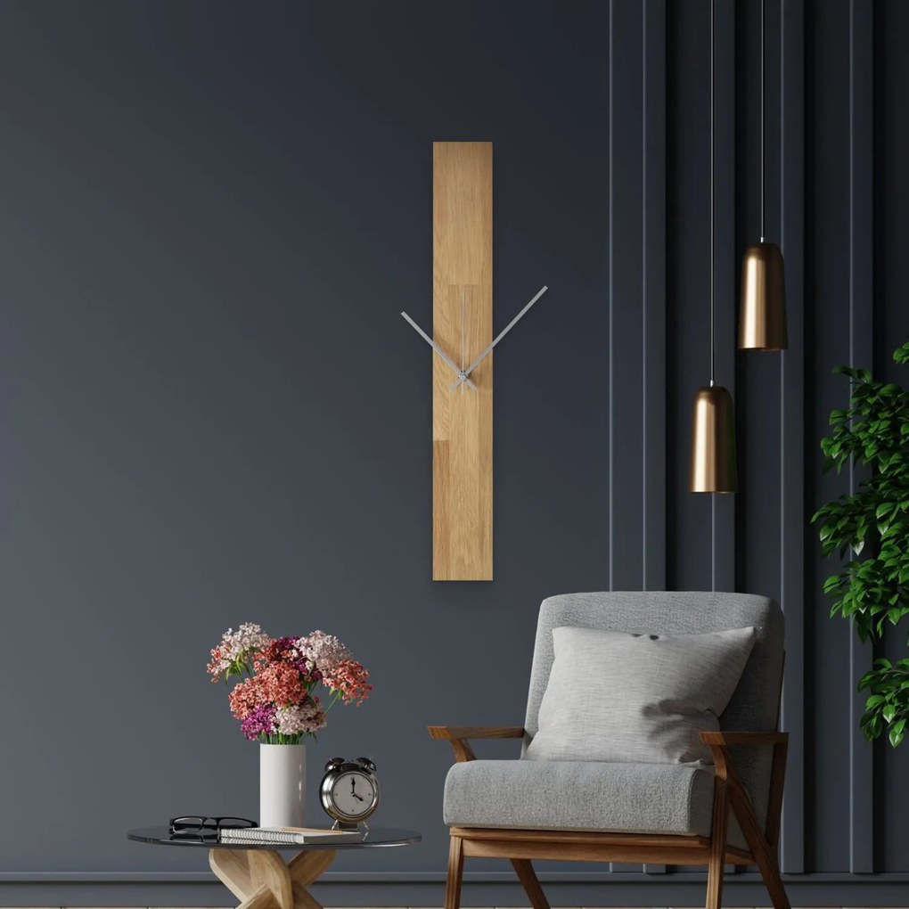 Drevené nástenné hodiny z masívu – moderný minimalistický dizajn - OSMAN: Čierne ručičky 60x8cm (23.6x3.15in) 4614-107552 MAS019-OSMO-3041