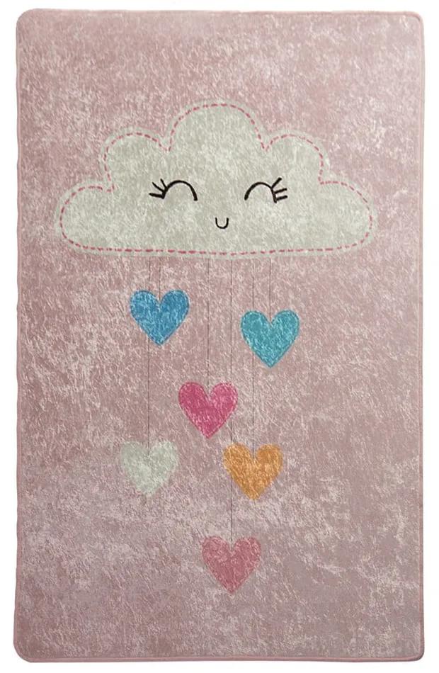 Ružový detský protišmykový koberec Chilam Baby Cloud, 140 x 190 cm