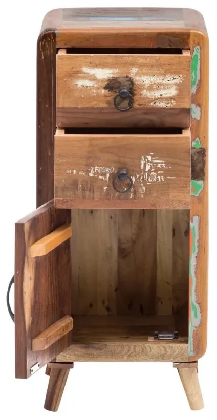 furniture-nabytek.cz - Masivní koupelnová spodní skříňka Calcutta II z recyklovaného dřeva, lakovaná, vícebarevná – 35×35×80 cm