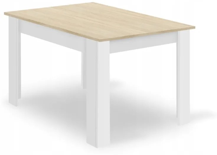 Jedálenský set 1+4, biely stôl v dekore dub sonoma MADO 120x80cm a zelené zamatové jedálenské kreslo NUGAT