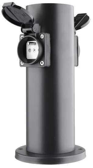 Solight PG10B - Vonkajší zásuvkový stĺpik 2Z 230V IP44 čierna okrúhly