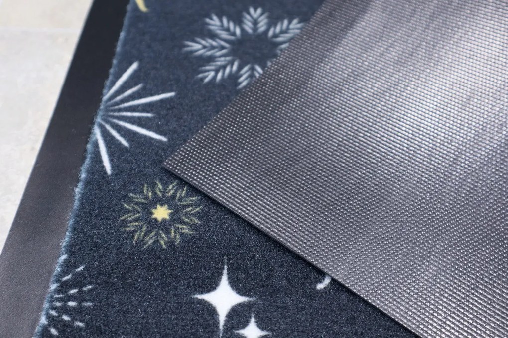 Mercury Flooring, Rohožka vianočná Snehové vločky so sobmi, 40x60, viacfarebná