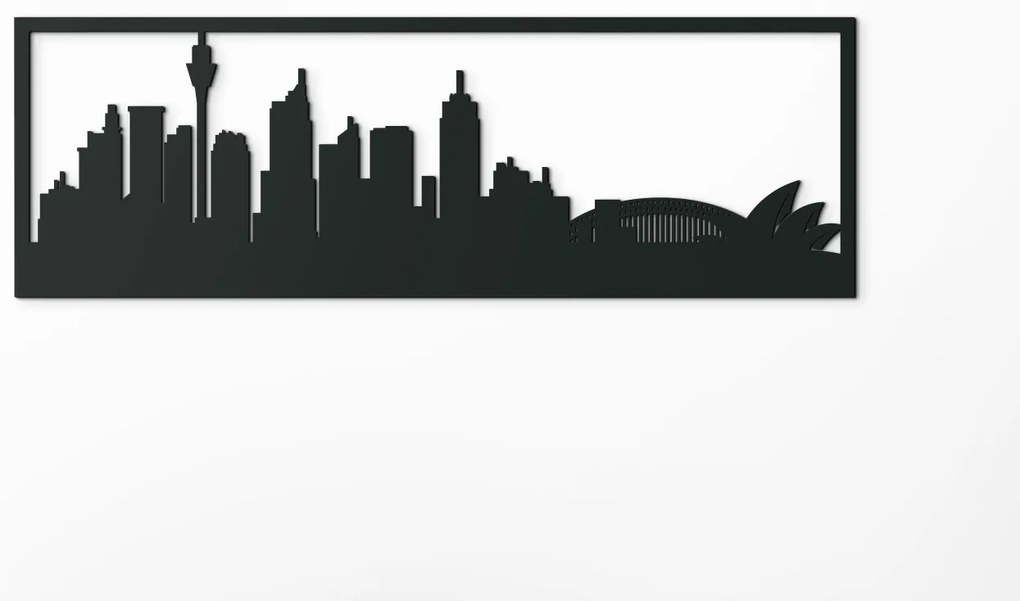drevko Obraz Sydney panoráma Rozmer obrazu: 29,5 x 89 cm, Farba dekorácie: Čierna